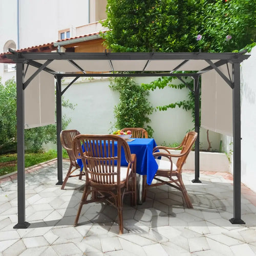 16’ x 4’ 2Pcs Universal Replacement Canopy for Pergola Structure Sun Awning - Beige - Gazebos
