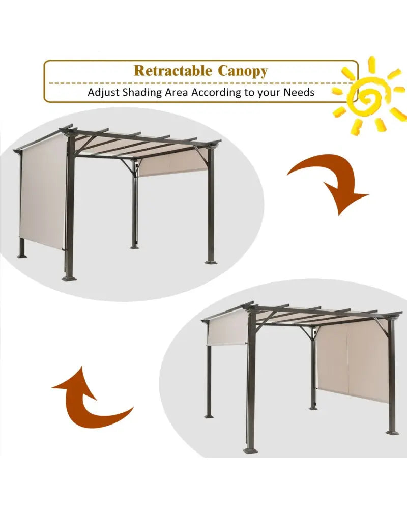 16’ x 4’ 2Pcs Universal Replacement Canopy for Pergola Structure Sun Awning - Beige - Gazebos