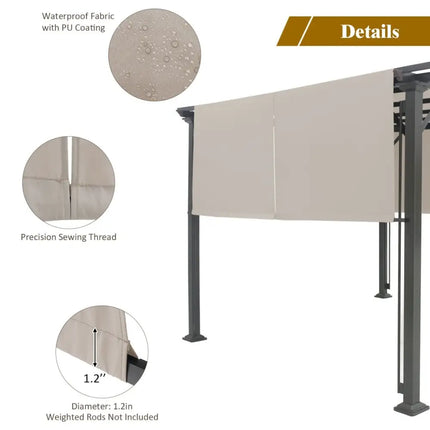 16’ x 4’ 2Pcs Universal Replacement Canopy for Pergola Structure Sun Awning - Beige - Gazebos