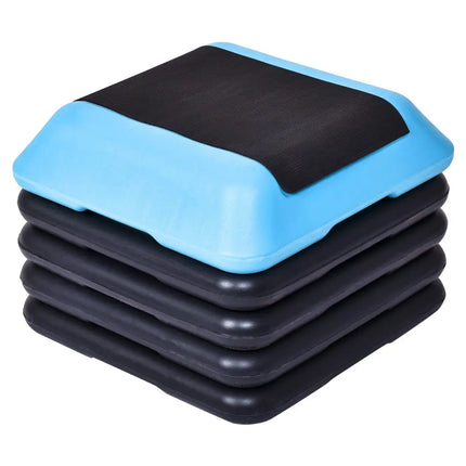 16 x 16 Inch Adjustable 4 Risers Lightweight Aerobic Pedals - Black - Sport Equipments