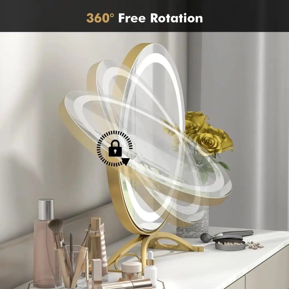 16 x 16 Inch Round LED Vanity Mirror with 3-Color Lighting and Brightness Dimming-Golden Costway