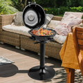 1600W Electric BBQ Grill with Removable Non-Stick Warming Rack-Black - Black - Outdoor