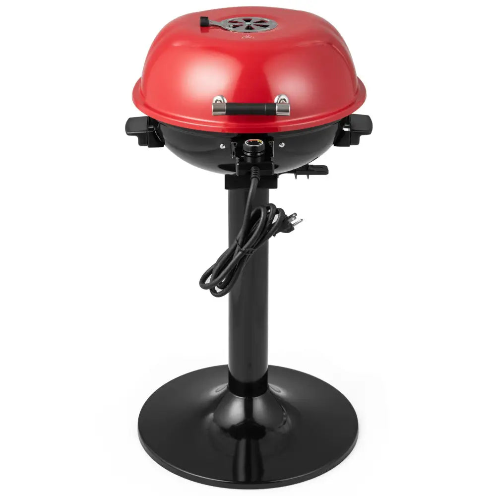 1600W Electric BBQ Grill with Removable Non-Stick Warming Rack-Red - Red - Outdoor