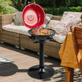 1600W Electric BBQ Grill with Removable Non-Stick Warming Rack-Red - Red - Outdoor