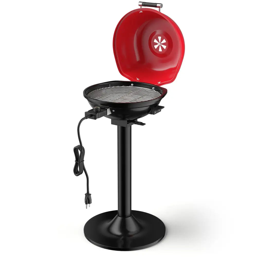 1600W Portable Electric BBQ Grill with Removable Non-Stick Rack-Black & Red - Black & Red - Outdoor Grills
