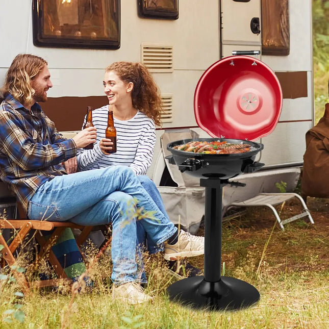 1600W Portable Electric BBQ Grill with Removable Non-Stick Rack-Black & Red - Black & Red - Outdoor Grills