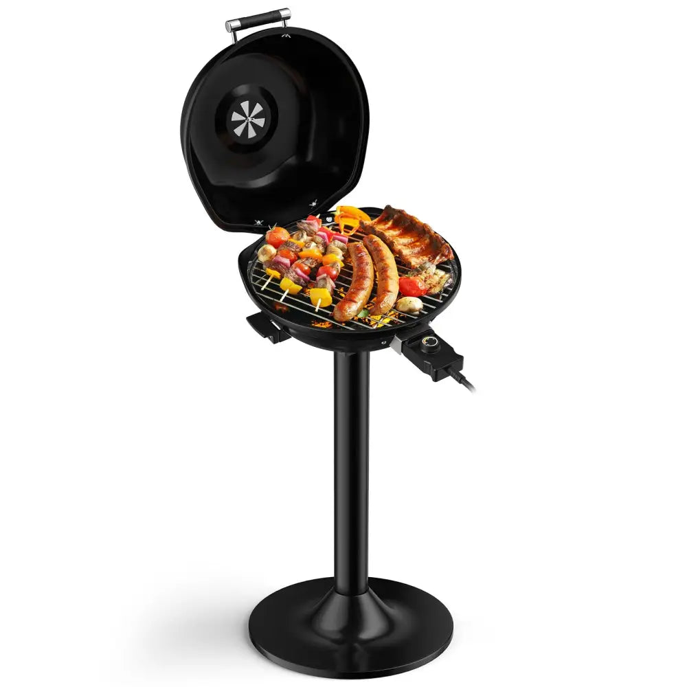 1600W Portable Electric BBQ Grill with Removable Non-Stick Rack-Black - Black - Outdoor Grills