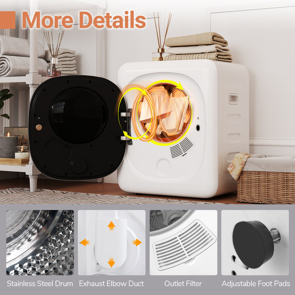 Portable Clothes Dryer Compact Drying Machine 800W Electric Laundry Dryer