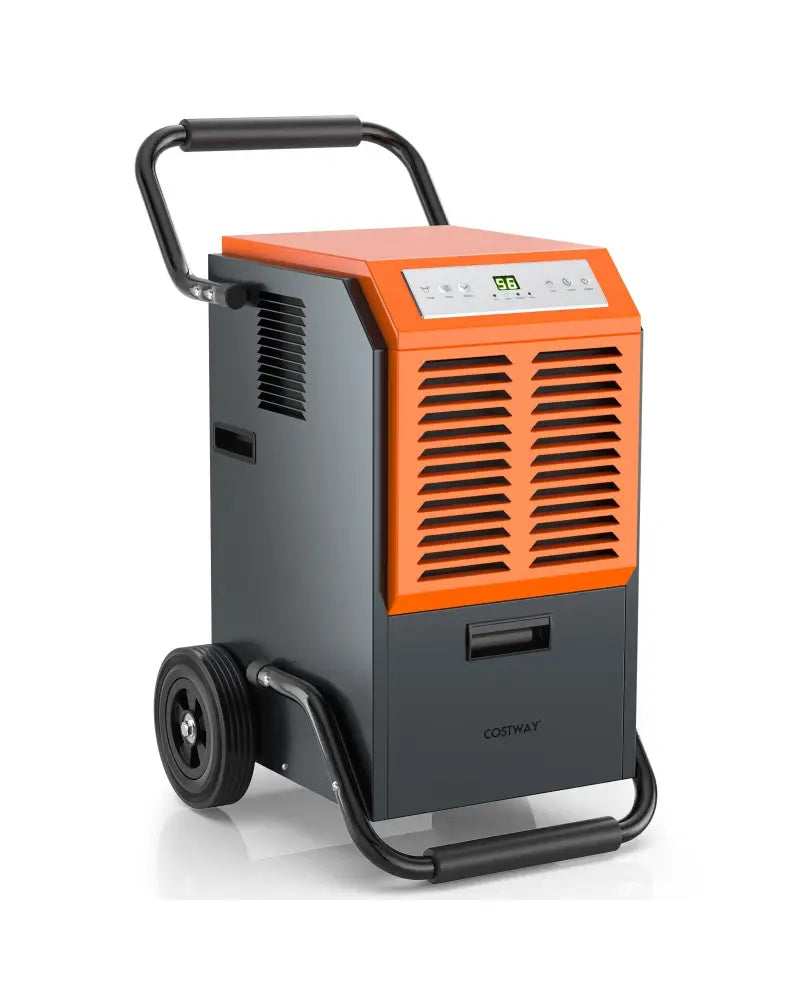163 Pints Commercial Dehumidifier with Drain Hose and 24H Timer-Gray - Gray - Dehumidifiers