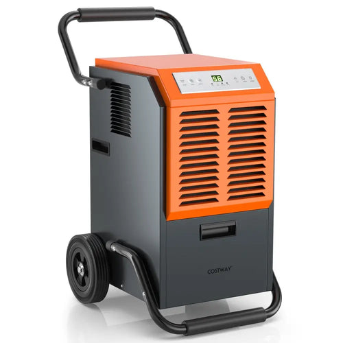 163 Pints Commercial Dehumidifier with Drain Hose and 24H Timer-Gray - Gray - Dehumidifiers