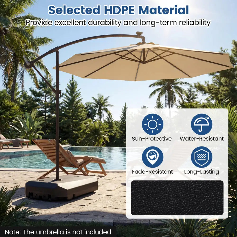 165 LBS Cantilever Umbrella Base with Wheels and Cross Base - Outdoor Umbrella Bases