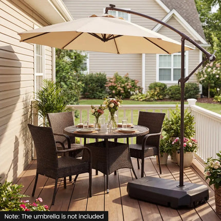 165 LBS Cantilever Umbrella Base with Wheels and Cross Base - Outdoor Umbrella Bases