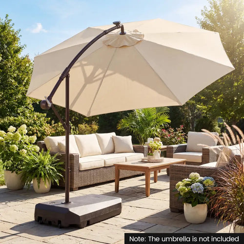 165 LBS Cantilever Umbrella Base with Wheels and Cross Base - Outdoor Umbrella Bases