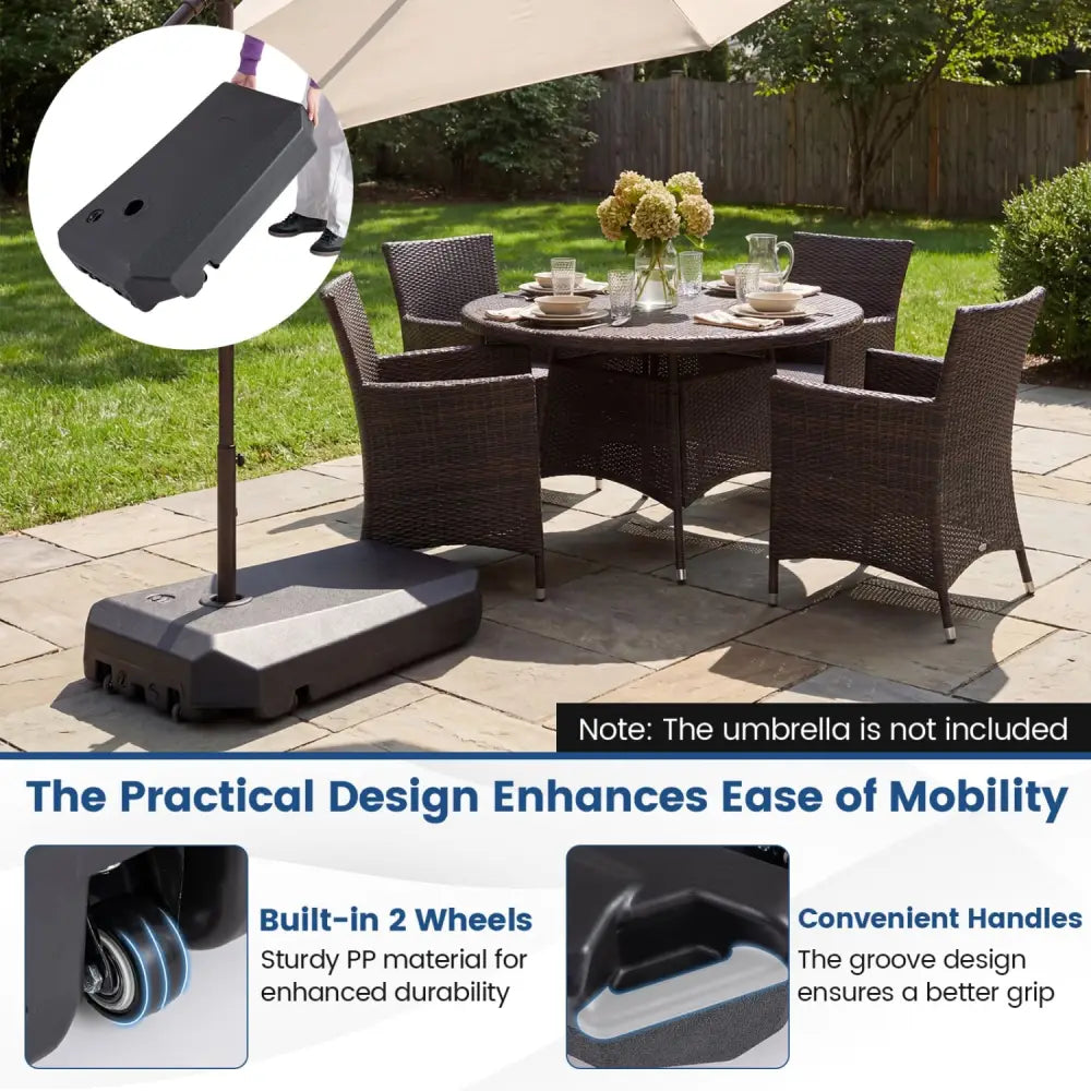 165 LBS Cantilever Umbrella Base with Wheels and Cross Base - Outdoor Umbrella Bases