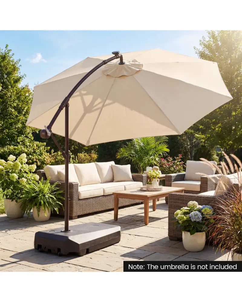 165 LBS Cantilever Umbrella Base with Wheels and Cross Base - Outdoor Umbrella Bases