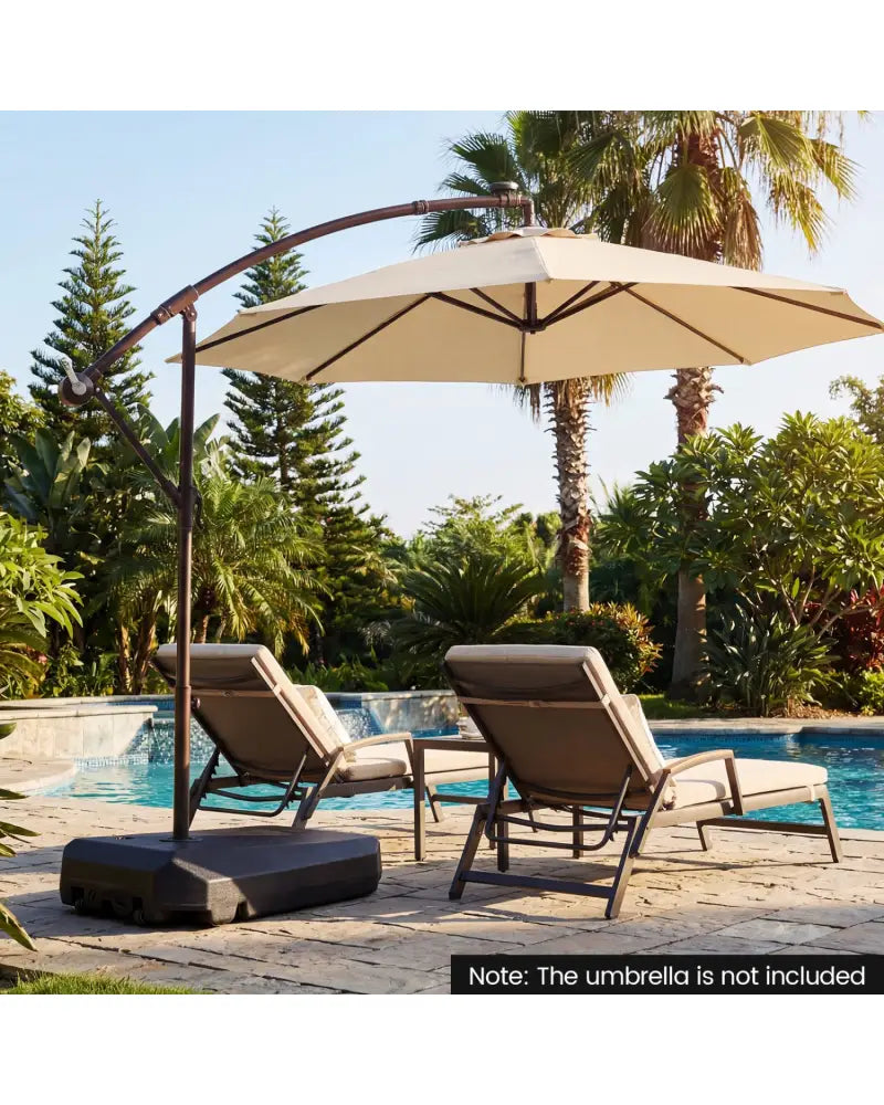 165 LBS Cantilever Umbrella Base with Wheels and Cross Base - Outdoor Umbrella Bases