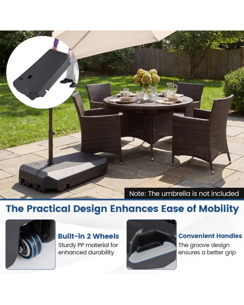 165 LBS Cantilever Umbrella Base with Wheels and Cross Base - Outdoor Umbrella Bases