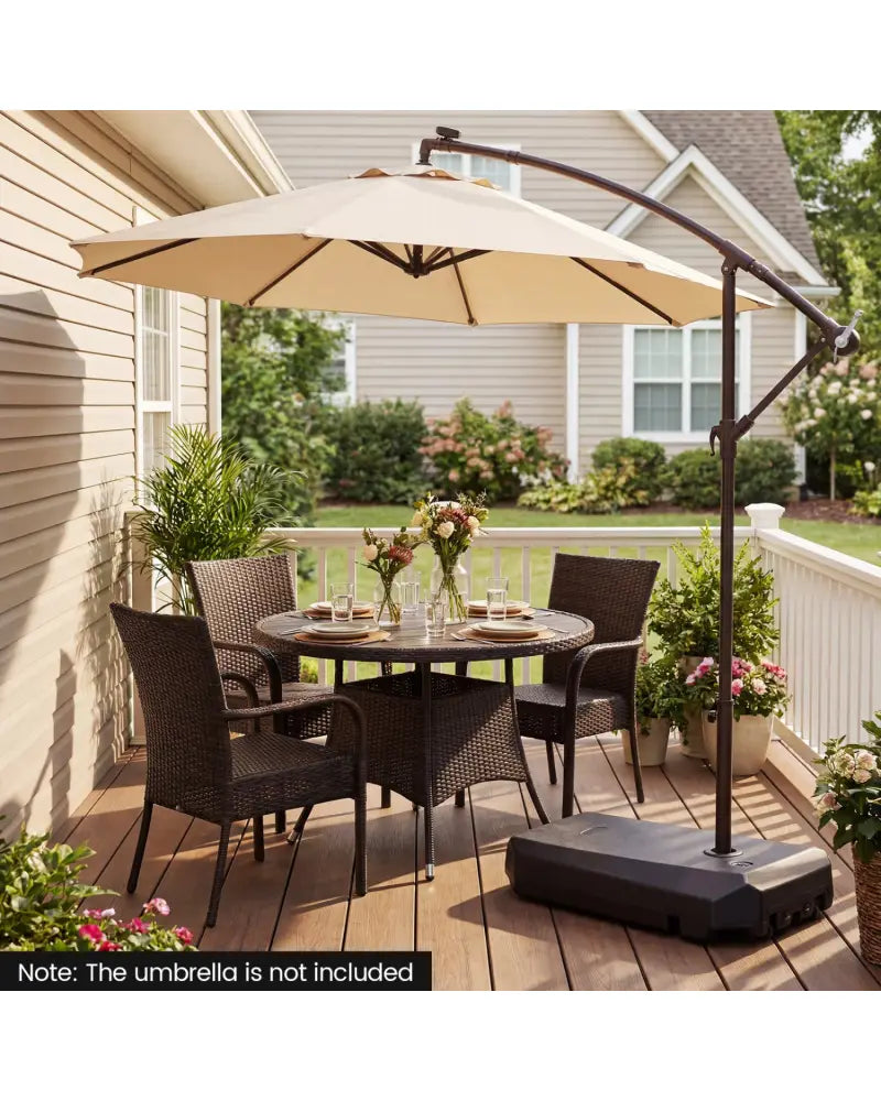 165 LBS Cantilever Umbrella Base with Wheels and Cross Base - Outdoor Umbrella Bases
