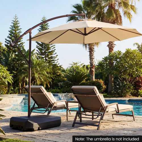 165 LBS Cantilever Umbrella Base with Wheels and Cross Base - Outdoor Umbrella Bases