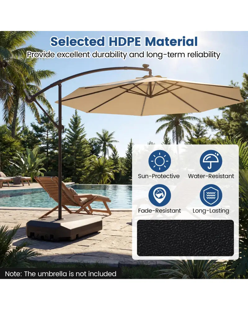 165 LBS Cantilever Umbrella Base with Wheels and Cross Base - Outdoor Umbrella Bases