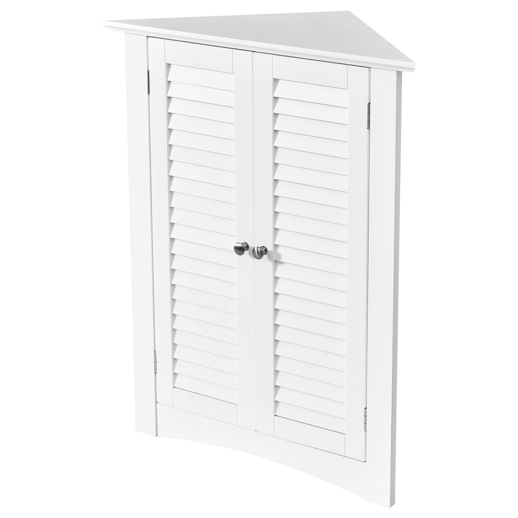 Bathroom Corner Storage Freestanding Floor Cabinet with Shutter Door-White