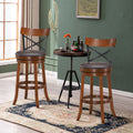 Set of 2 Bar Stools 360-Degree Swivel Dining Bar Chairs with Rubber Wood Legs-L