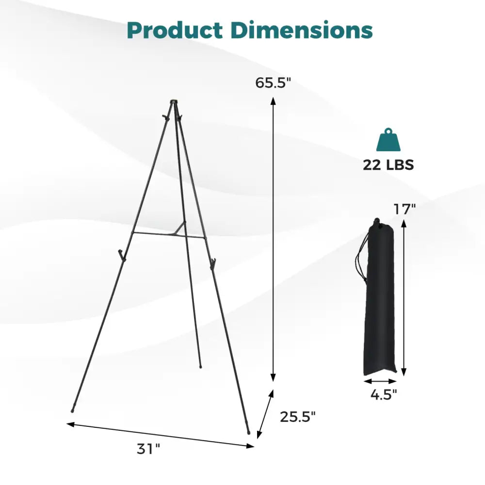 166 CM Metal Easel Stand Set 6-Pack-Black - Black - Art Easels