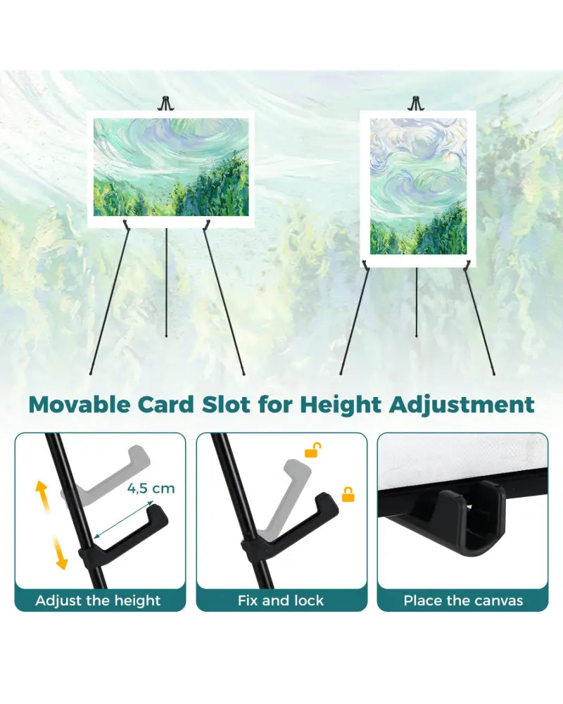 166 CM Metal Easel Stand Set 6-Pack-Black - Black - Art Easels