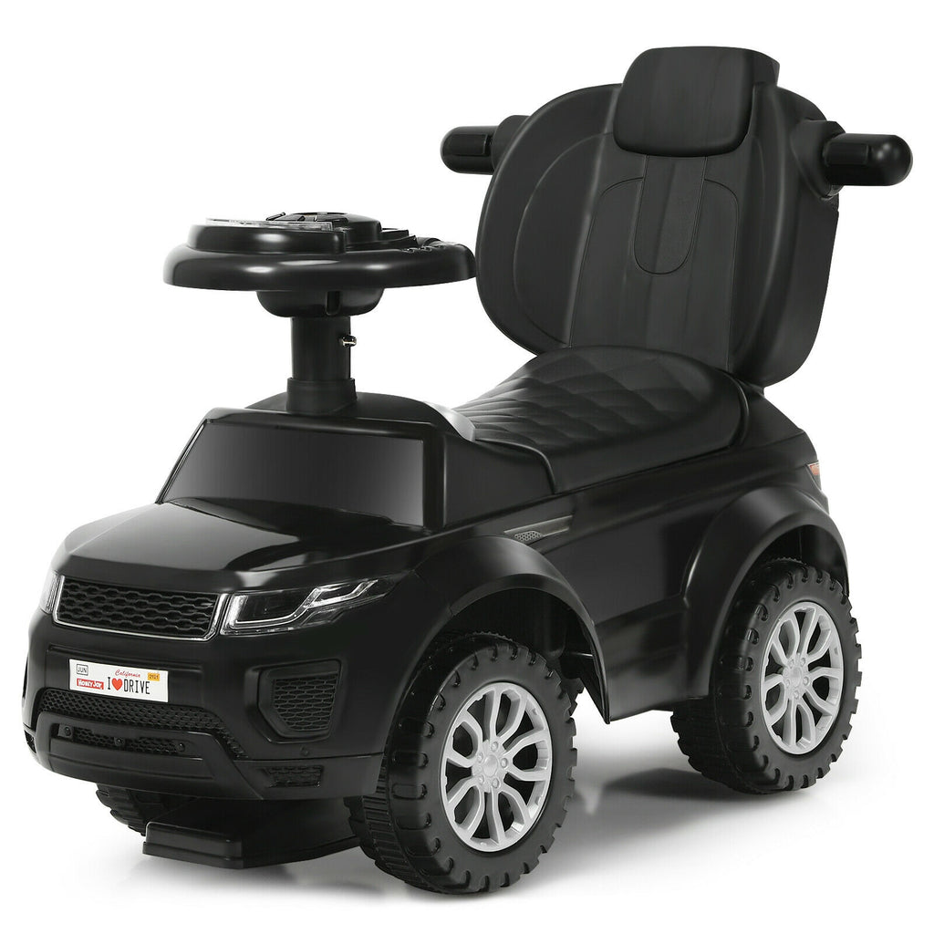 3 in 1 Ride on Push Car Toddler Stroller Sliding Car with Music-Black