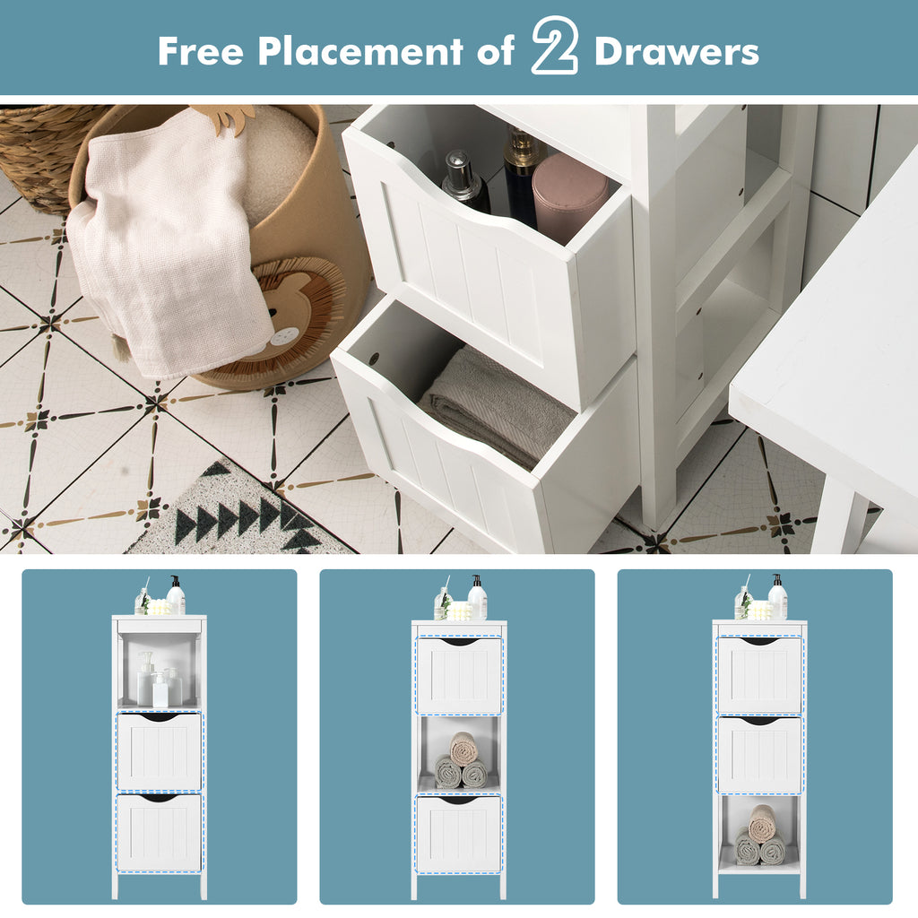 Freestanding Storage Cabinet with 2 Removable Drawers for Bathroom-White