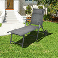 Chaise longue inclinable de patio avec oreiller cervical réglable - Gris
