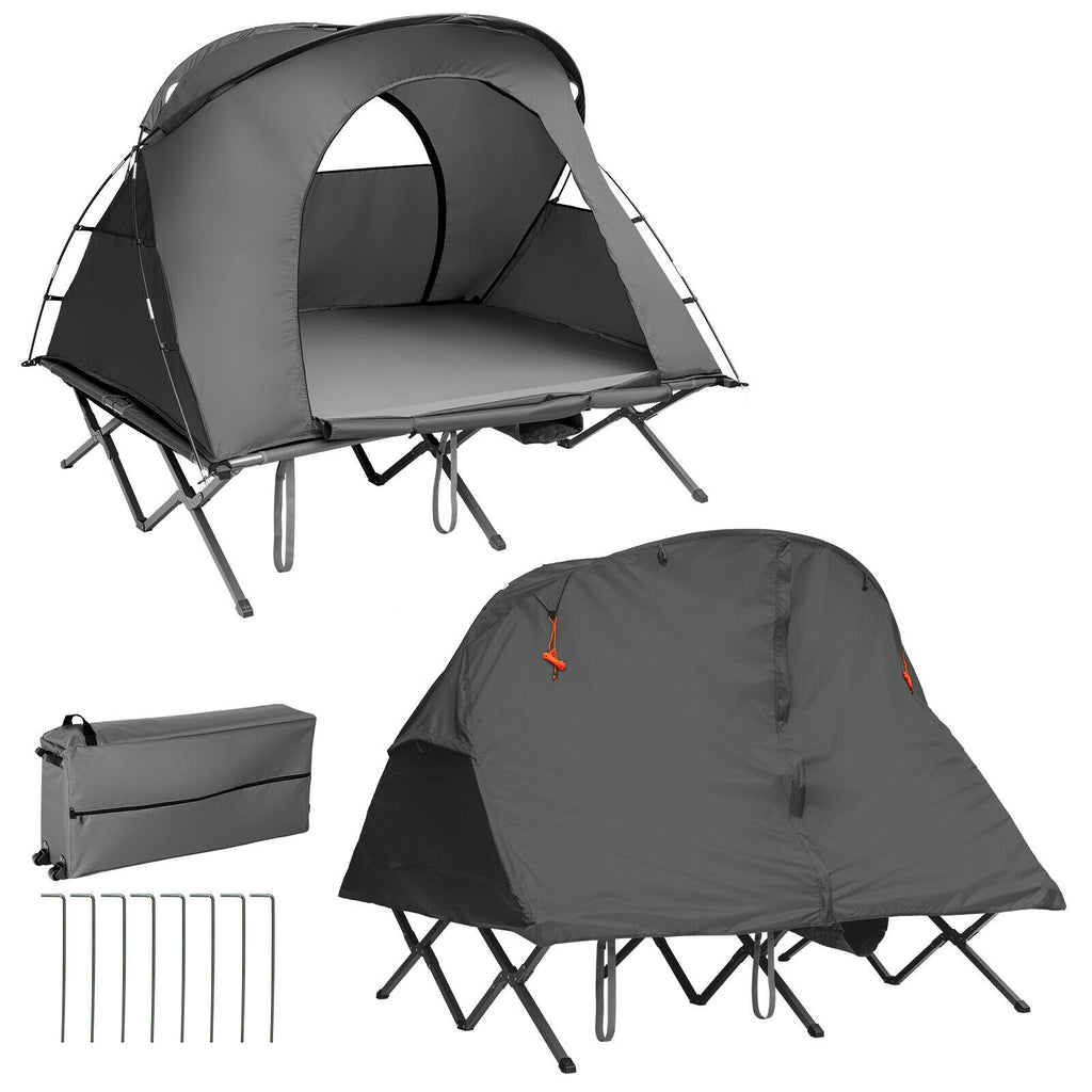 Tente de camping extérieure 2 personnes avec double-toit - Gris