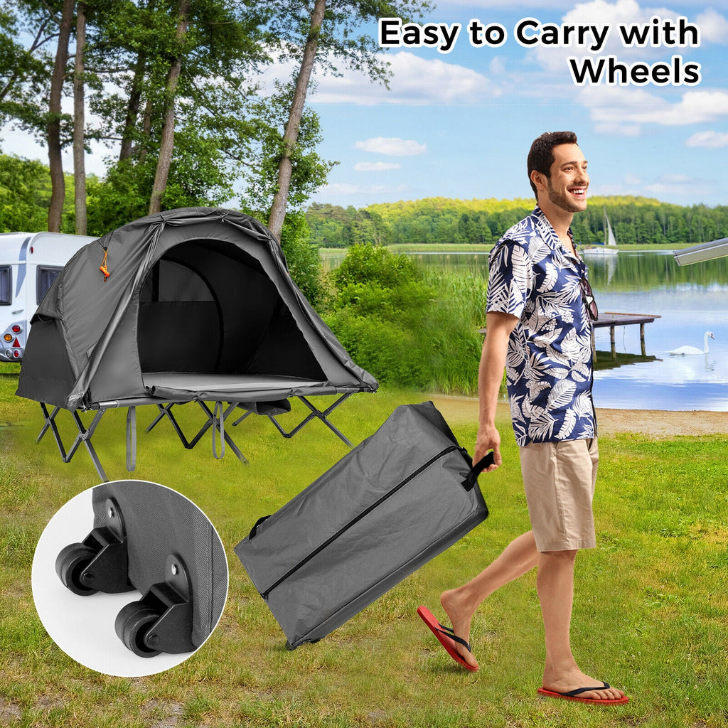Tente de camping extérieure 2 personnes avec double-toit - Gris