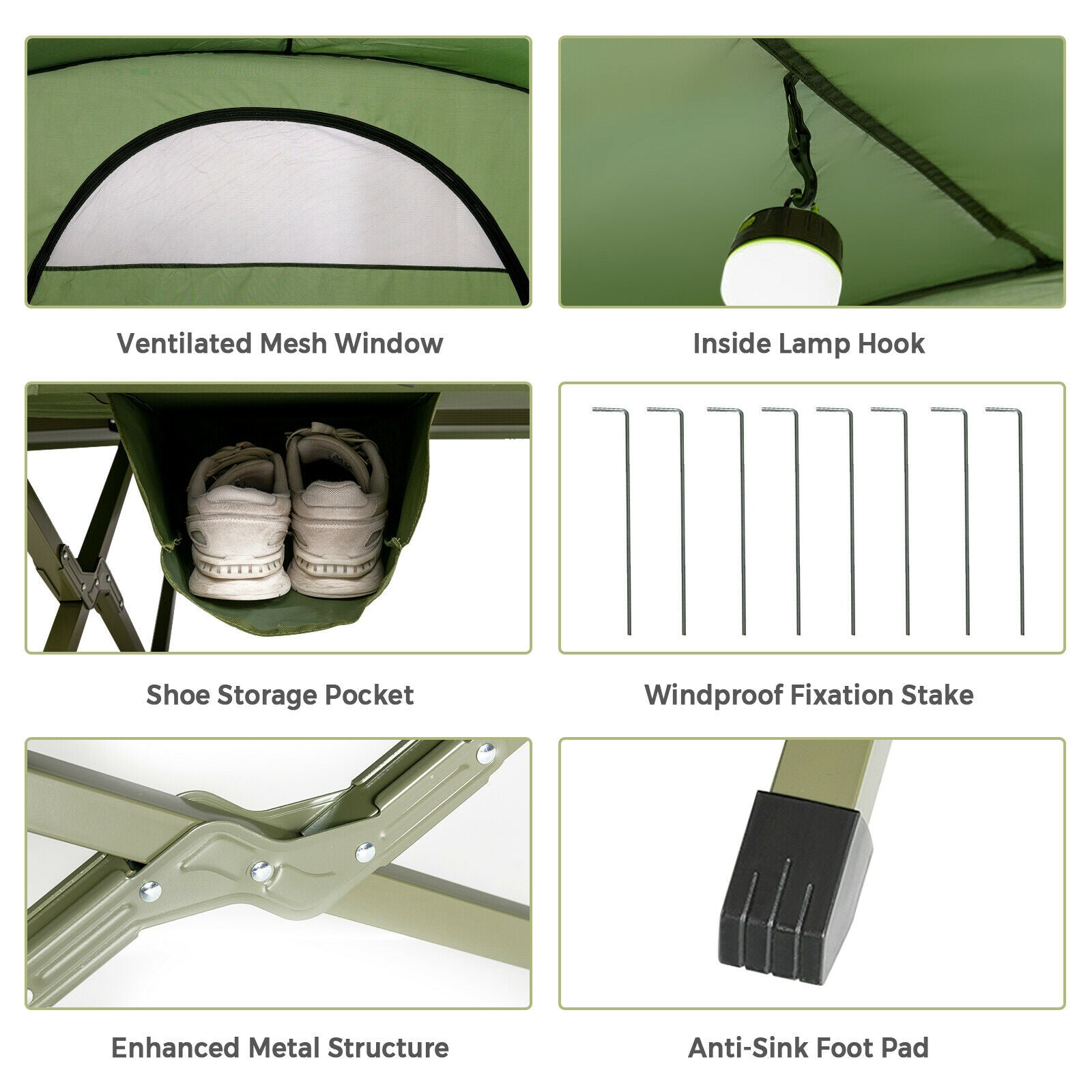 Tente de camping extérieure 2 personnes avec double toit - Verte