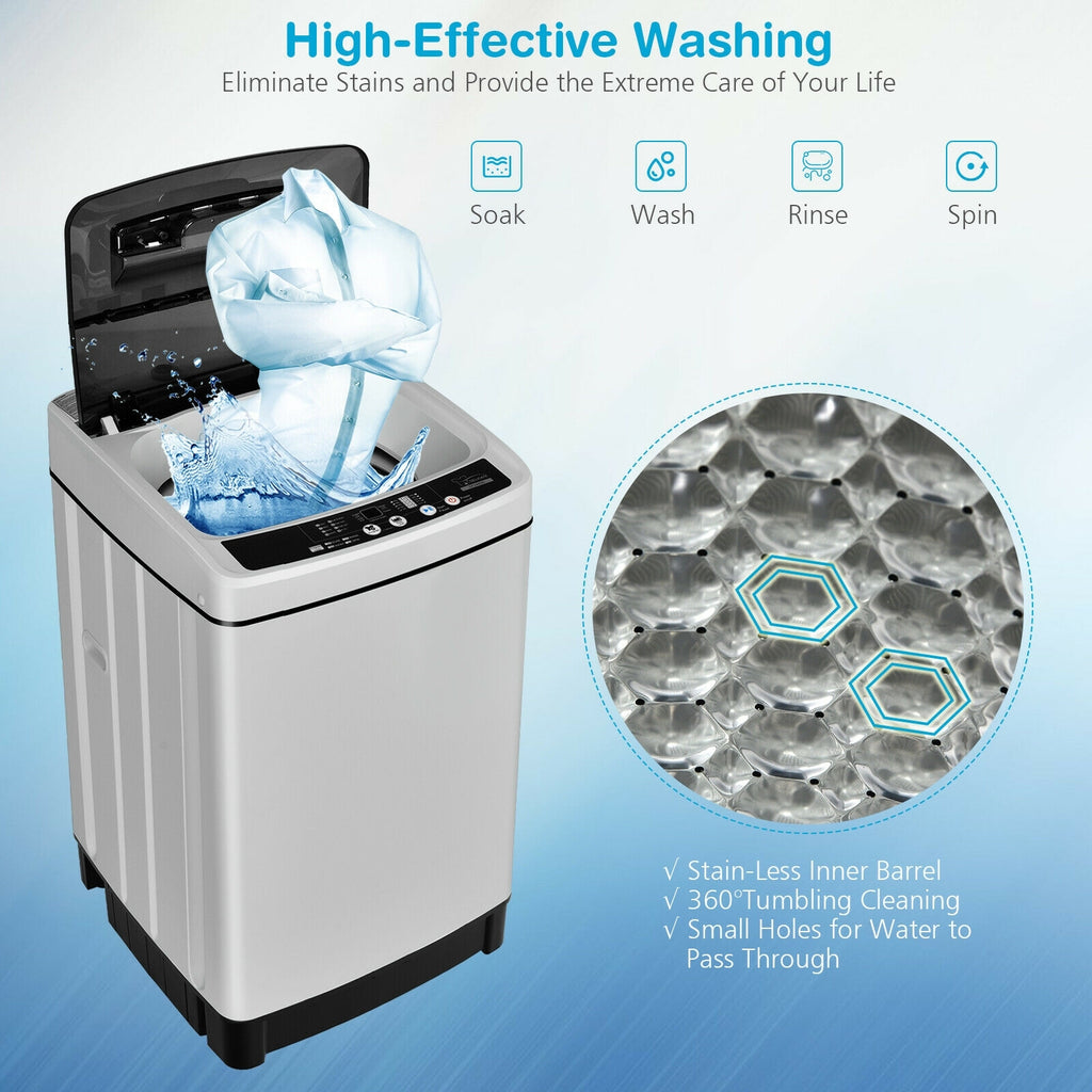 Full-Automatic Washing Machine 1.5 Cu.Ft 11 LBS Washer and Dryer-Gray