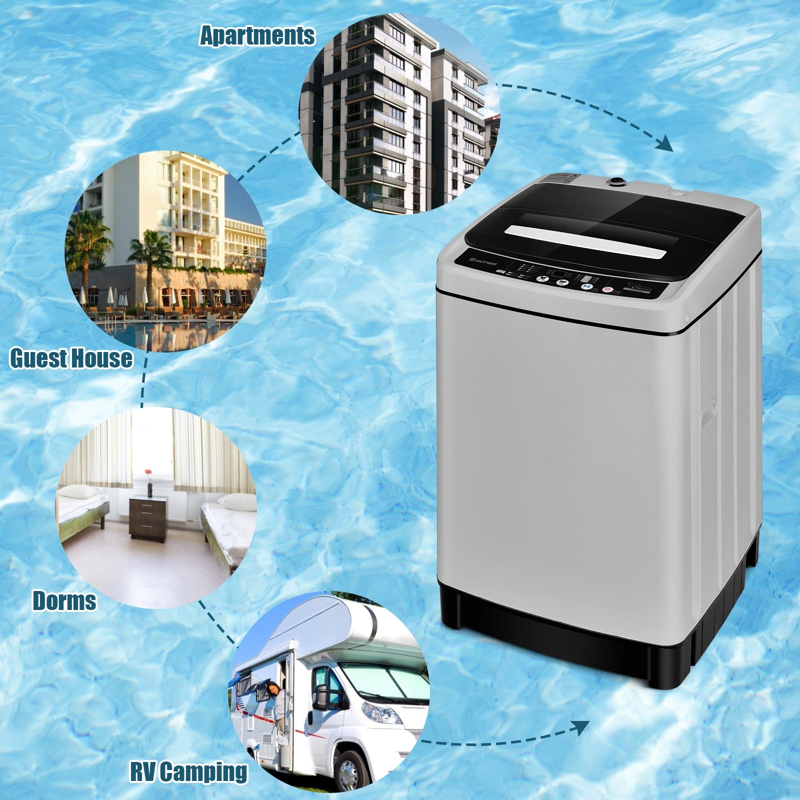 Full-Automatic Washing Machine 1.5 Cu.Ft 11 LBS Washer and Dryer-Gray