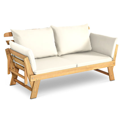 Adjustable  Patio Convertible Sofa with Thick Cushion-White