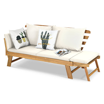 Adjustable  Patio Convertible Sofa with Thick Cushion-White
