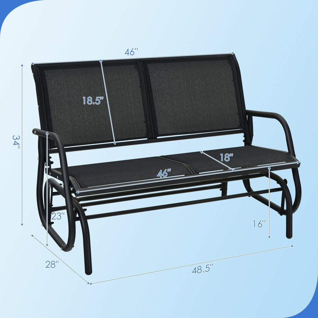 Chaise balançoire planeur causeuse 48 pouces à bascule salon de jardin – Noir