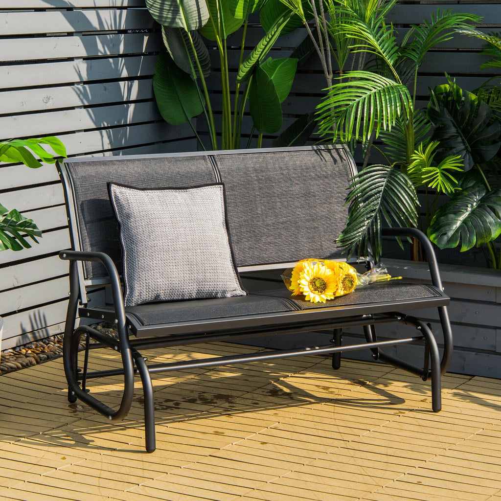 Chaise balançoire planeur causeuse 48 pouces à bascule salon de jardin – Noir