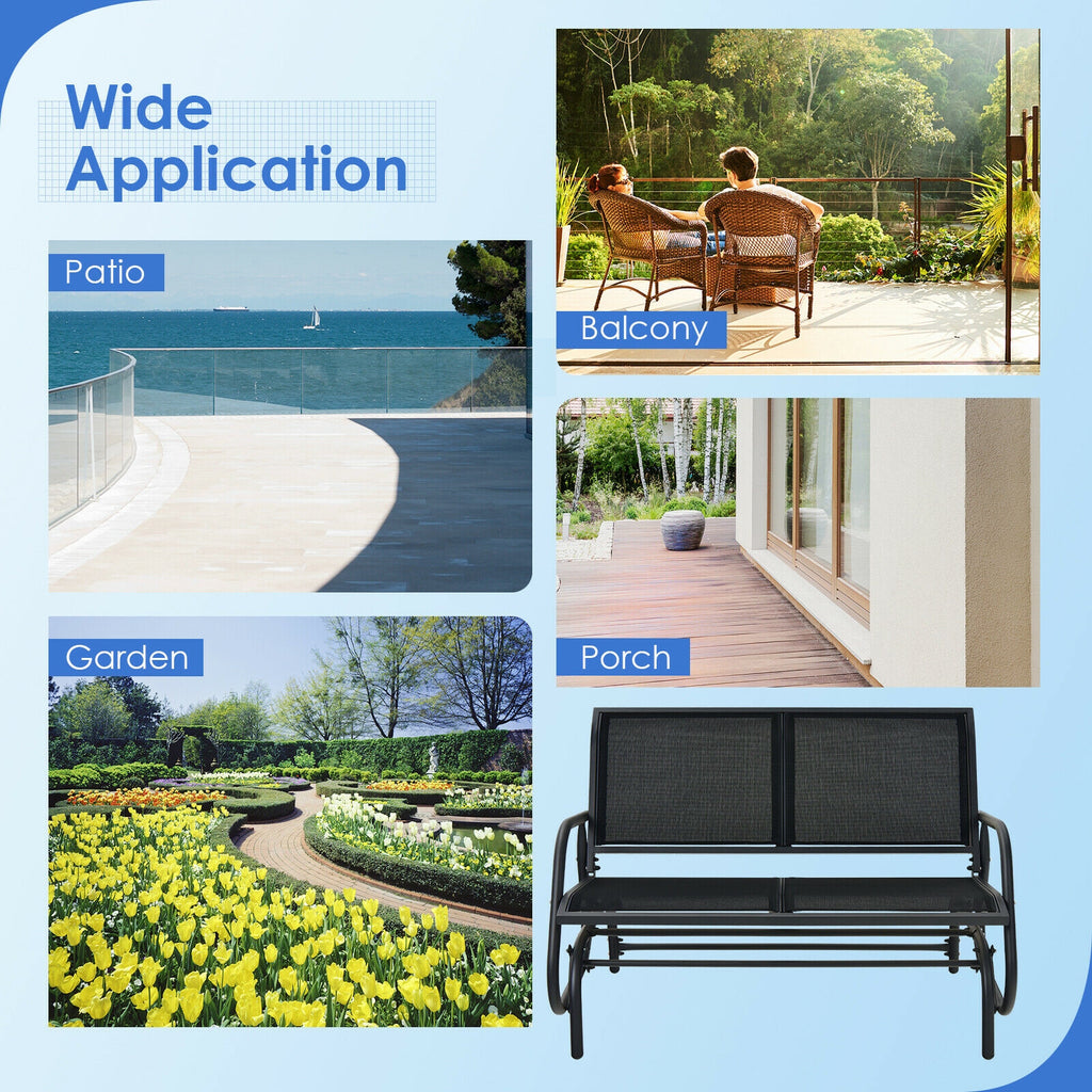 Chaise balançoire planeur causeuse 48 pouces à bascule salon de jardin – Noir