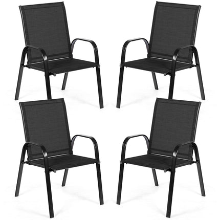 2 Pcs Patio Outdoor Dining Chair with Armrest-Black