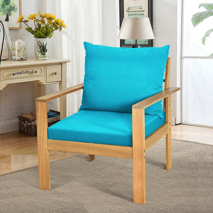 4 Pieces Patio Acacia Wood Thick Cushion Loveseat Sofa Set-Turquoise