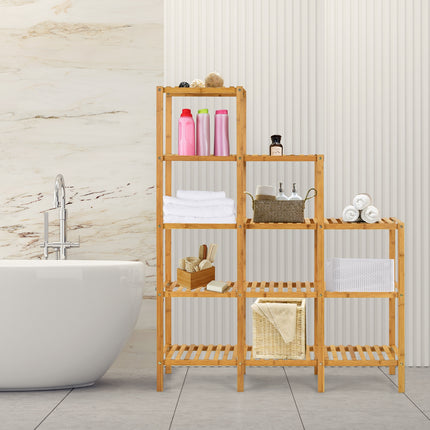 Multifunctional Bamboo Plant Shelf Display Organizer