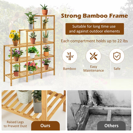 Multifunctional Bamboo Plant Shelf Display Organizer