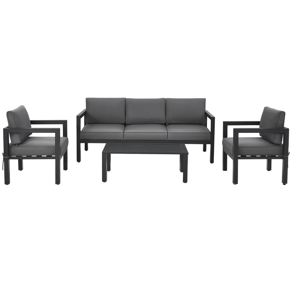 Ensemble de 4 meubles d'extérieur pour jardin et piscine - Gris