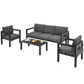 Ensemble de 4 meubles d'extérieur pour jardin et piscine - Gris