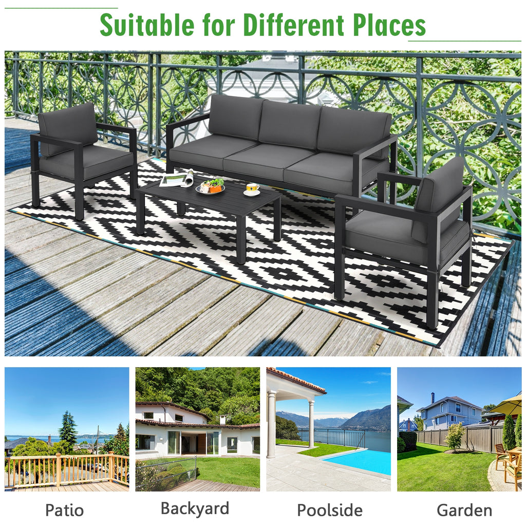 Ensemble de 4 meubles d'extérieur pour jardin et piscine - Gris
