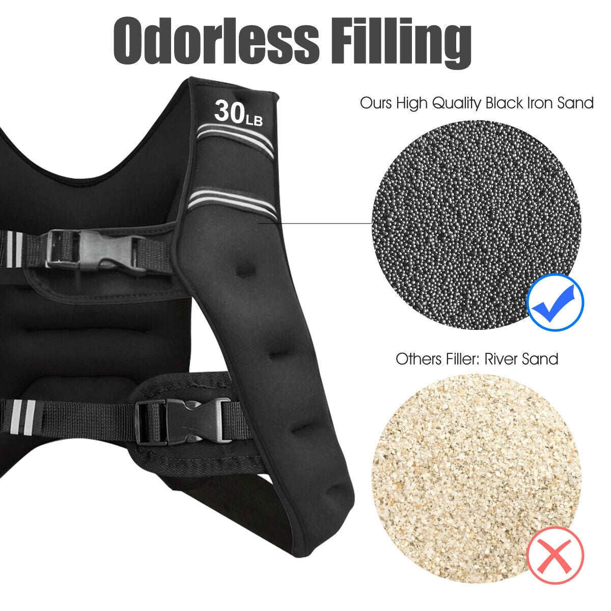30 LBS Workout Weighted Vest with Mesh Bag Adjustable Buckle