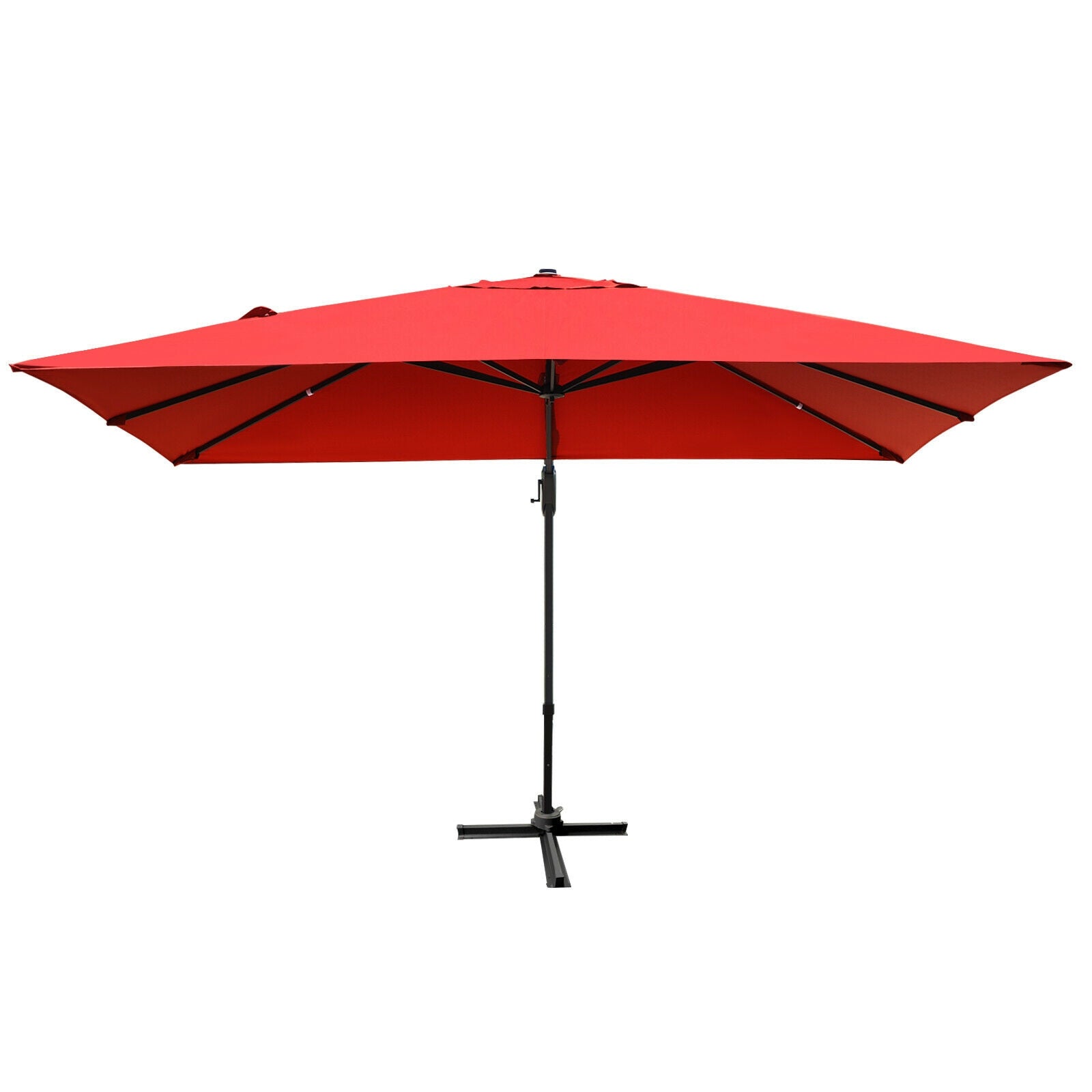 Parasol Déporté Rectangulaire 3 x 4 m avec Fonction Rotation à 360° - Rouge Bordeaux